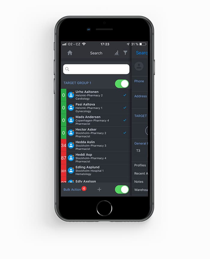 Inception CRM Search Module on iPhone