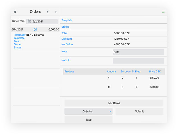 Free text note fields in order summaries