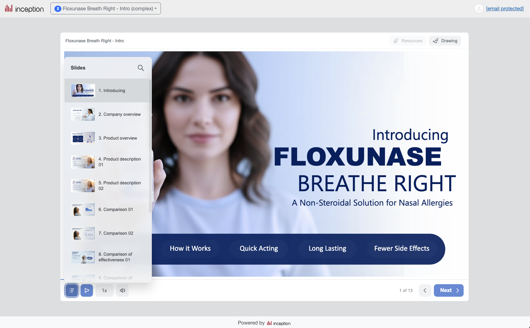 Virtual HCP presentation on an individual landing page.