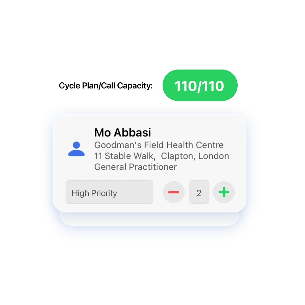 UI screen showing HCP visit frequency