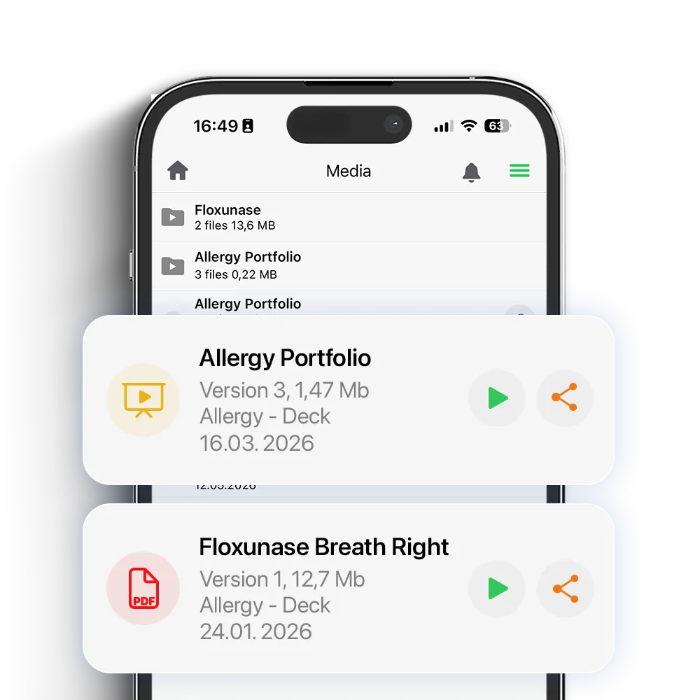 UI of approved e-detailing content library.