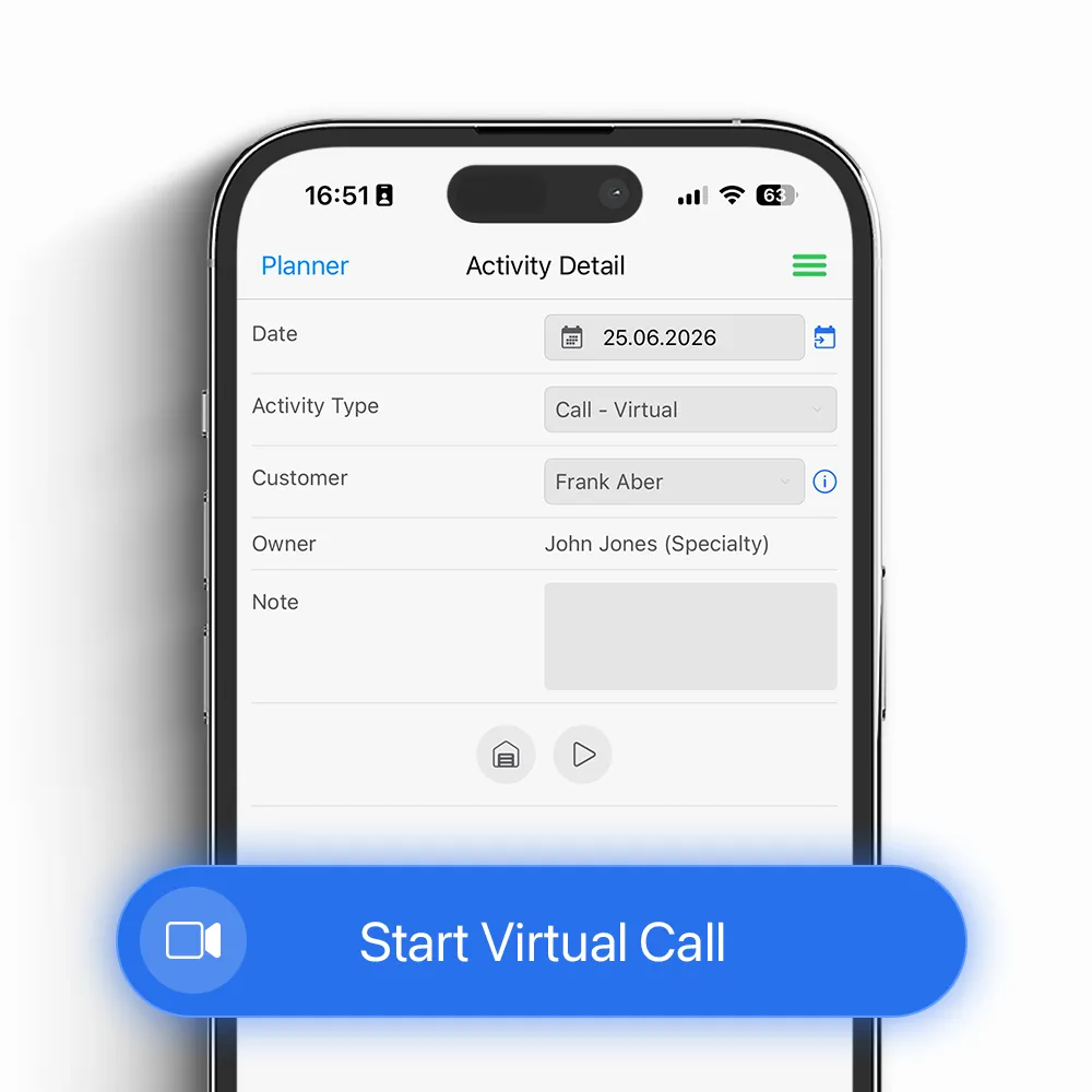 UI of virtual call option on an iphone